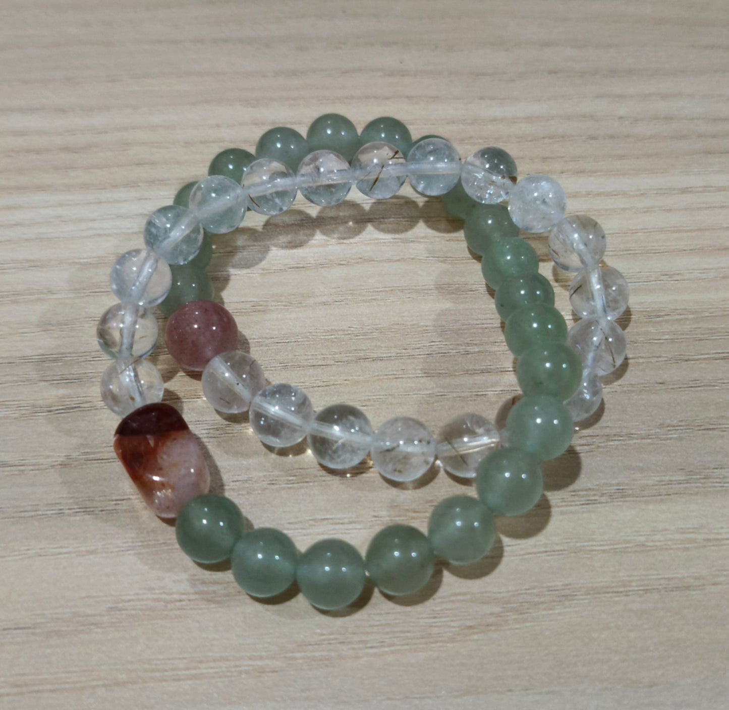 能量天然砂金石水晶手链 Enchanted & Handcrafted Natural Aventurine Quartz Crystal Bracelet
