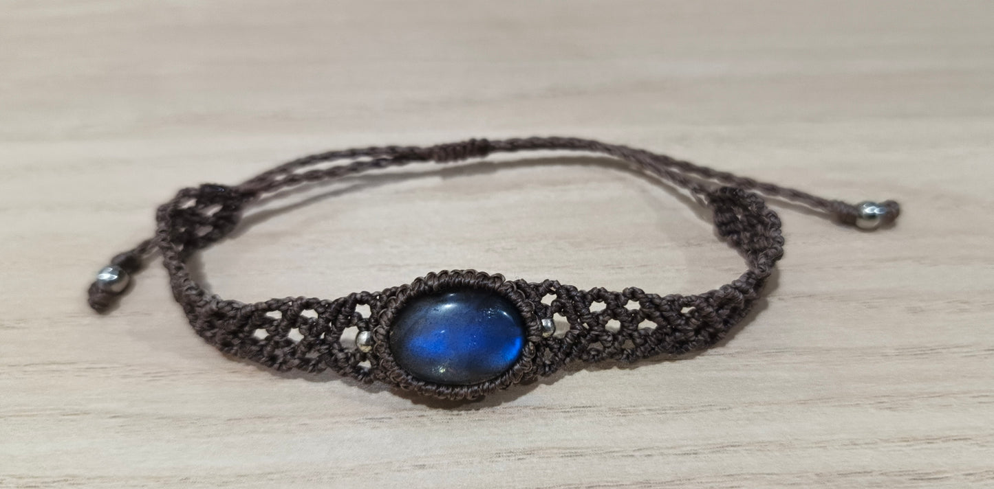 Enchanted & Handcrafted Natural Labradorite Crystal Macrame Bracelet