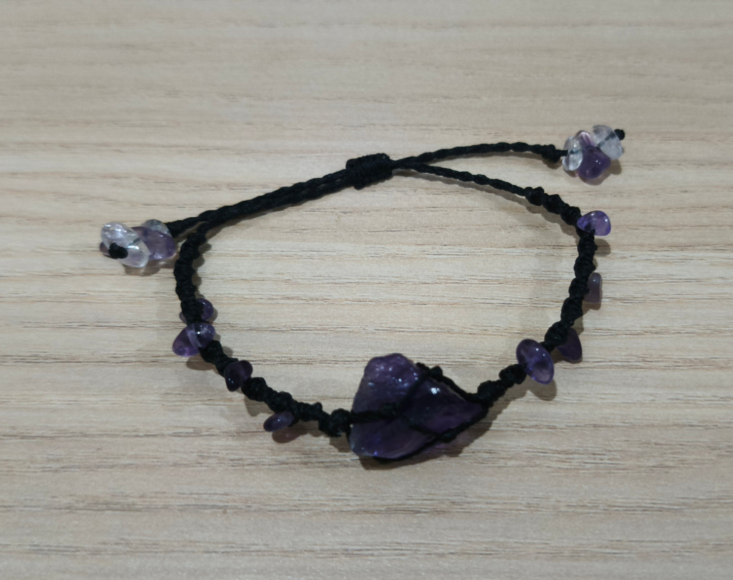 Enchanted & Handcrafted Natural Amethyst Crystal Macrame Bracelet