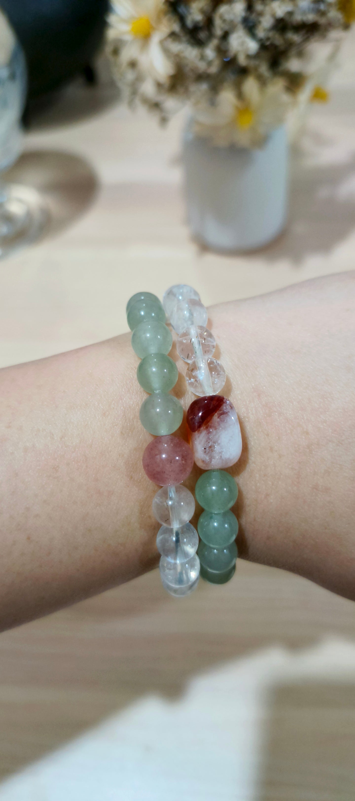 能量天然砂金石水晶手链 Enchanted & Handcrafted Natural Aventurine Quartz Crystal Bracelet