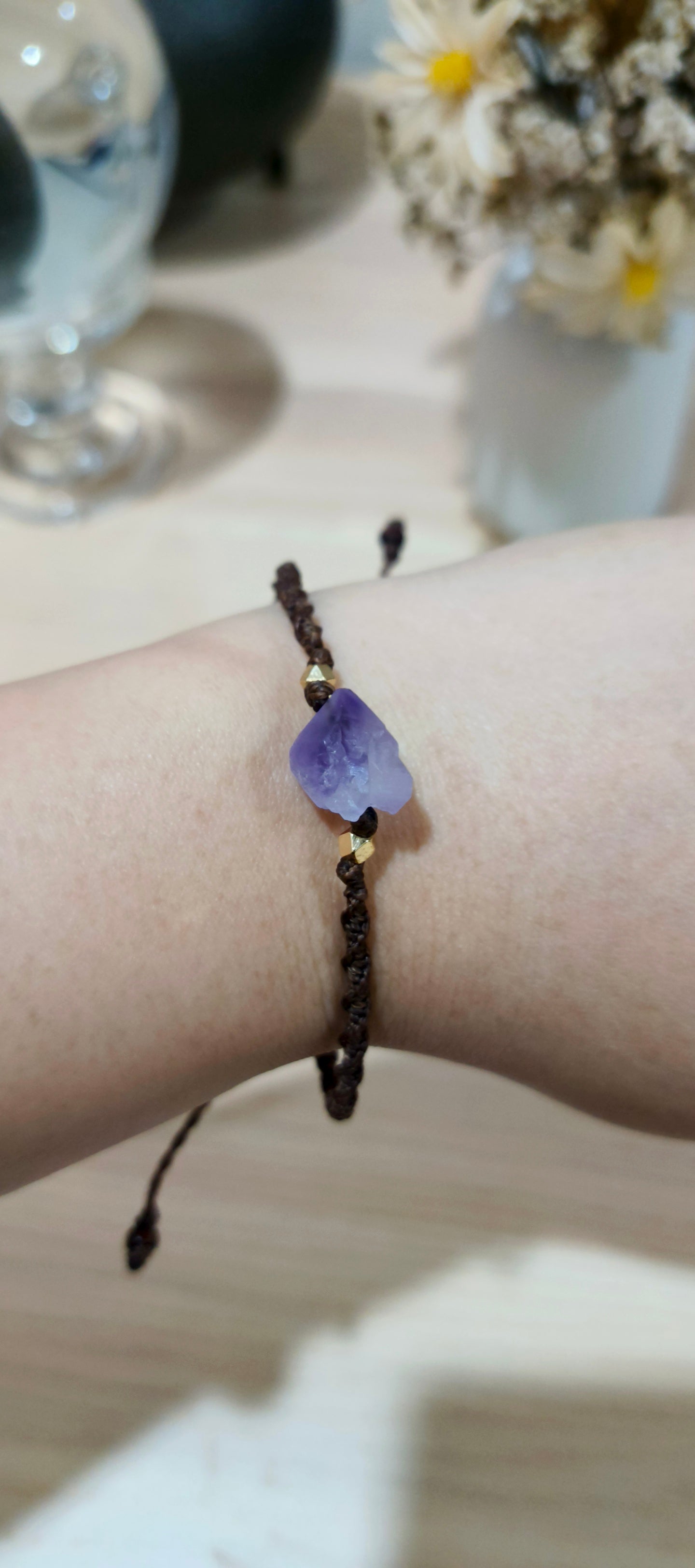 能量手作天然紫水晶手绳 Enchanted & Handcrafted Natural Amethyst Crystal Macrame Bracelet