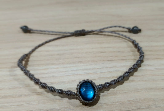 Enchanted & Handcrafted Natural Labradorite Crystal Macrame Bracelet