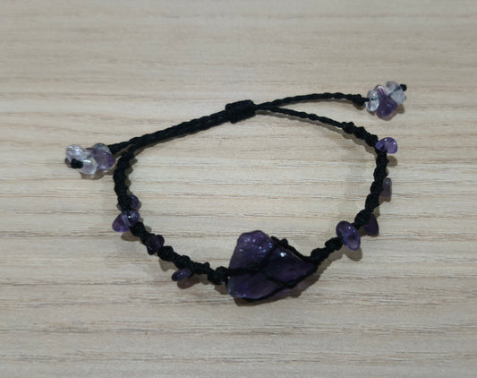 Enchanted & Handcrafted Natural Amethyst Crystal Macrame Bracelet