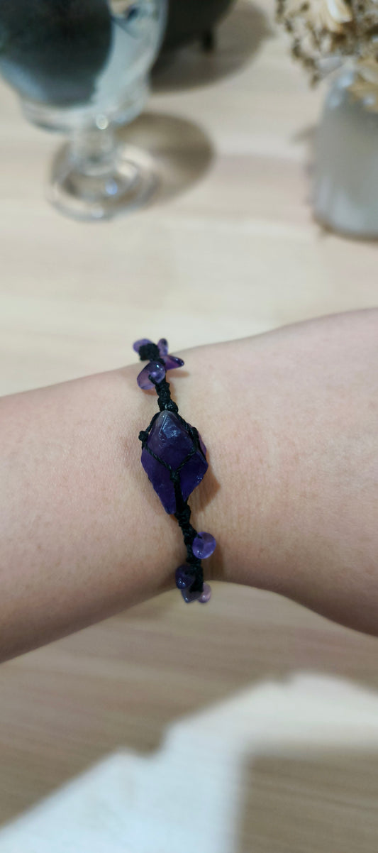 Enchanted & Handcrafted Natural Amethyst Crystal Macrame Bracelet