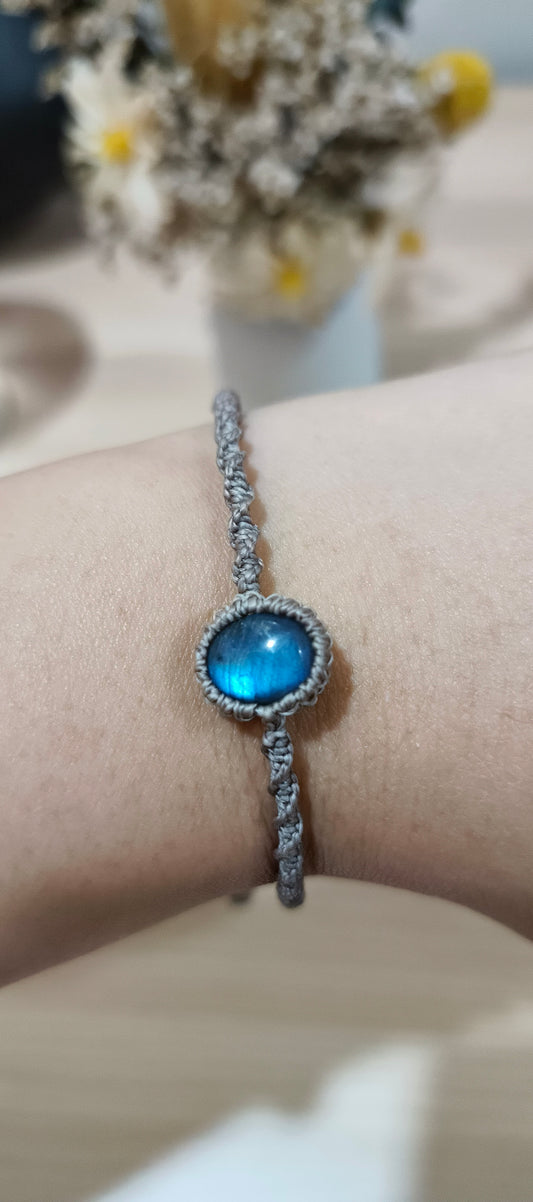 Enchanted & Handcrafted Natural Labradorite Crystal Macrame Bracelet